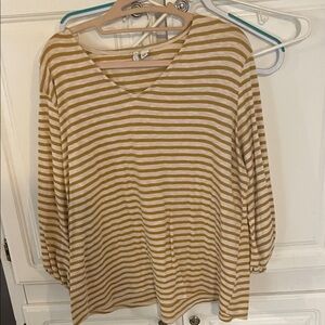 Striped Long Sleeve Top - Mustard and White
